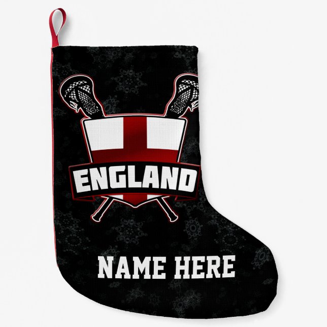 England English Lacrosse Flag Christmas Stocking (Front)