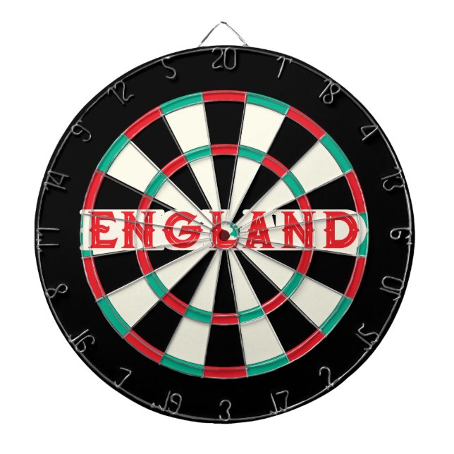 ENGLAND English Old Classic Design Red Text Dart Board (Front)