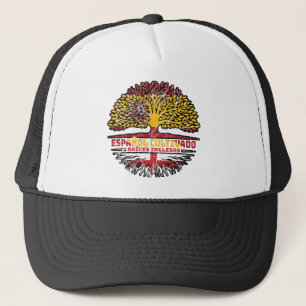 England English Spain Spanish Tree Roots Flag Trucker Hat
