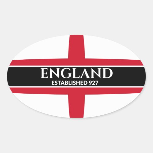 England Established 927 St George Flag White Text Oval Sticker