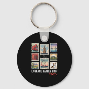 England Family Trip 2025 Postage Stamp London Eye Keychain