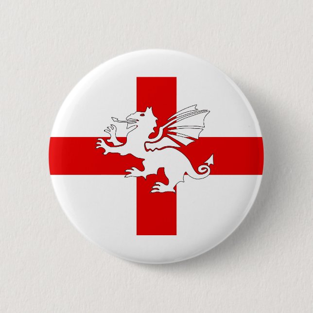 England Flag and Dragon Button (Front)