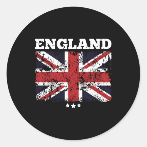 England Flag And Three Stars Union Jack British Fl Classic Round Sticker