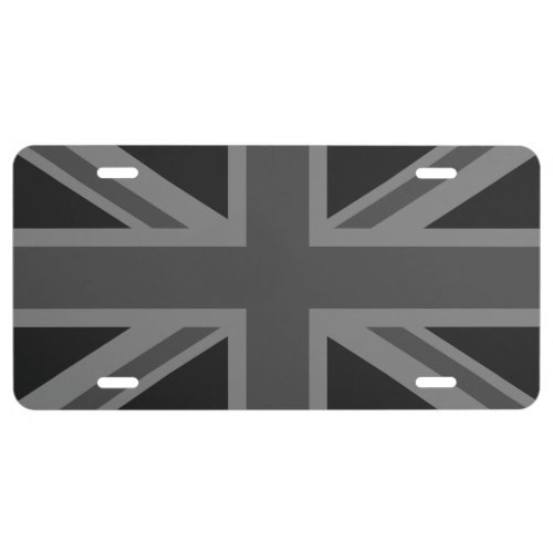 England Flag Black Gray License Plate
