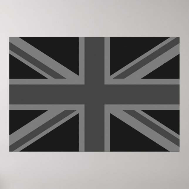 England Flag Black Gray Poster (Front)