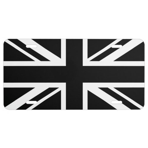 England Flag Black White License Plate