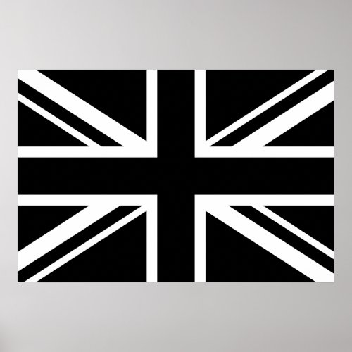 England Flag Black White Poster