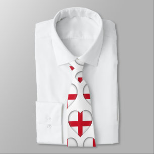 England Flag Colors Heart Pattern Neck Tie