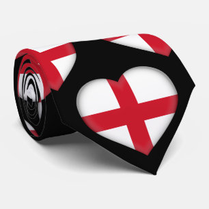 England Flag Colors Heart Pattern Neck Tie