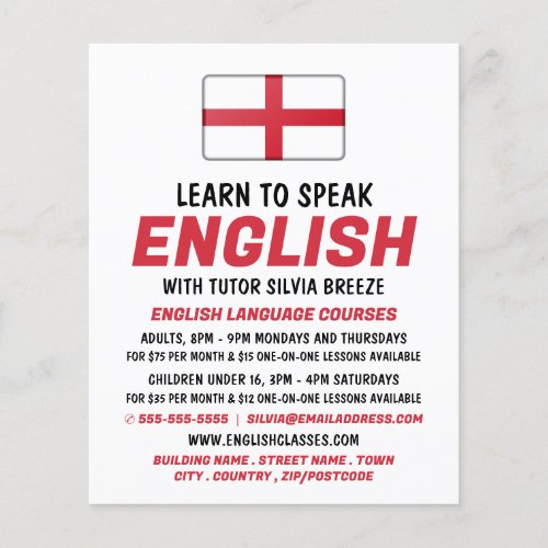 England Flag English Language Course Advertising Flyer