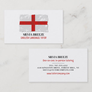 England Flag, English Language Tutor, Teacher Business Card