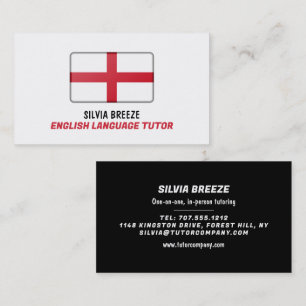 England Flag, English Language Tutor, Teacher Business Card