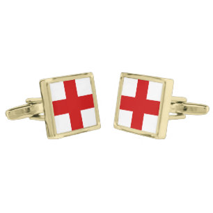 England Flag Gold Cufflinks