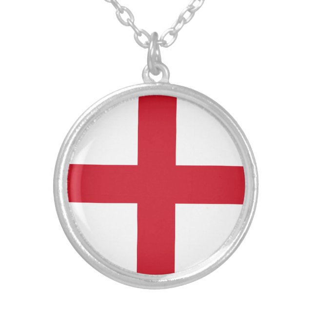 England Flag Silver Plated Necklace (Front)
