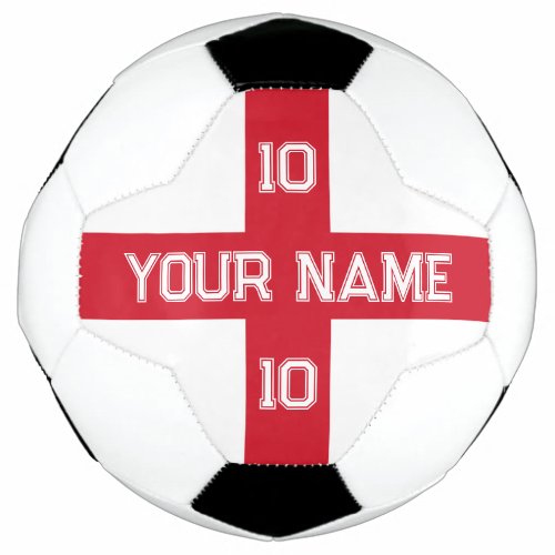 England flag soccer ball with custom jersey number