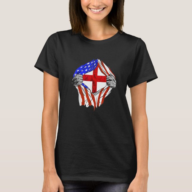 England Flag USA America English Roots   T-Shirt (Front)