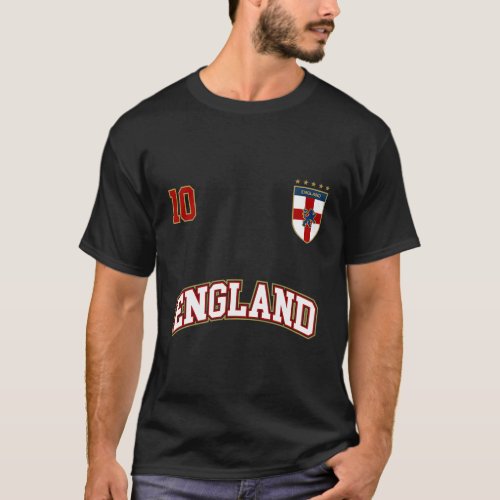 England Football Team Number 10 English Flag Socce T_Shirt