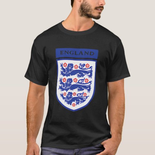 England Football Team Three Heraldic Lions Sheild T_Shirt
