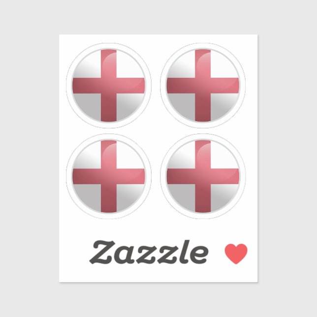 England Glossy Circle Flag Sticker (Sheet)