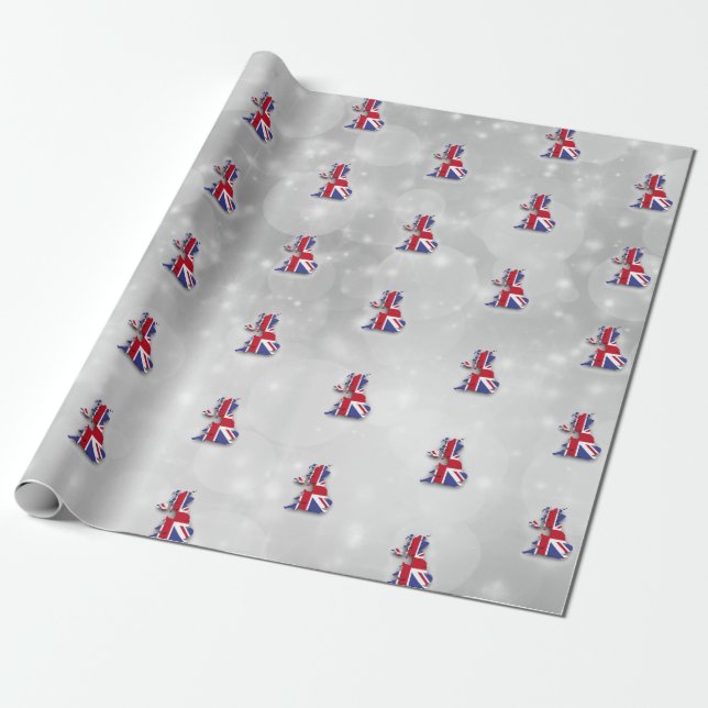 England Great Britain British Map Flag Wrapping Paper (Unrolled)
