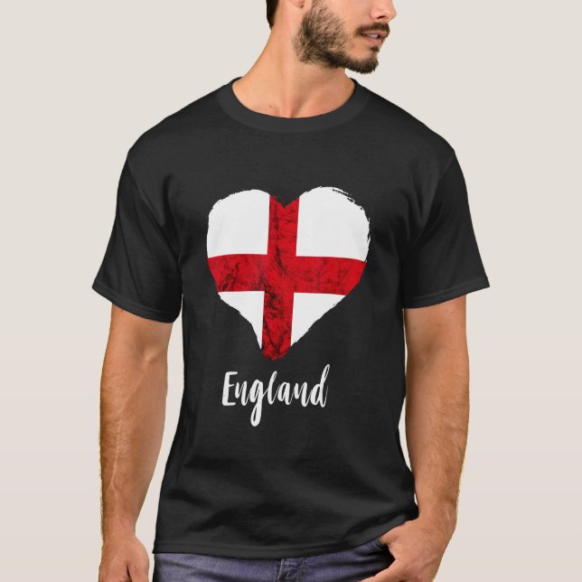 England Heart St George's Cross England Flag Engli T-Shirt (Front)