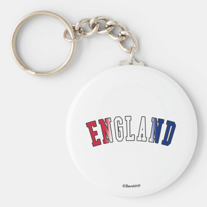 England in National Flag Colors Key Chain