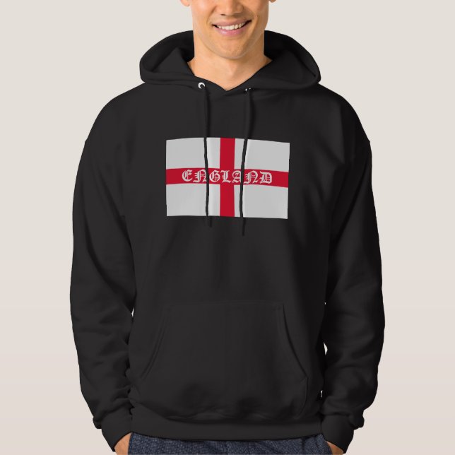 England in white text on flag hoodie (Front)