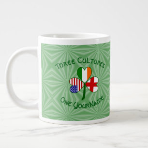 England Ireland USA Shamrock Flag Personalized Giant Coffee Mug