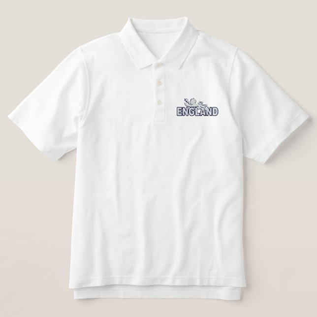 England Lion Embroidered mens polo (Design Front)