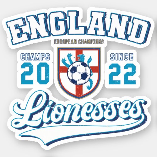 England Lionesses Champions 2022 College Style Sticker