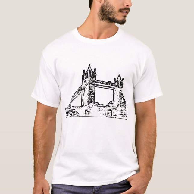 England London Bridge White Black The MUSEUM Zazzl T-Shirt (Front)