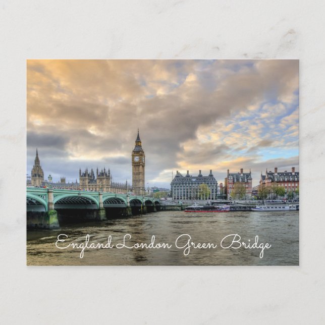 England London Green Bridge on Seawater Postcards (Front)