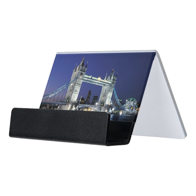 England, London, Tower Bridge 3 Desk Business Card Holder (Angled Front)