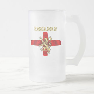 England outline logo and lion soccer gifts frosted glass beer mug
