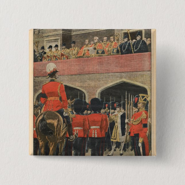 England, proclamation of the new King George V Pinback Button (Front)