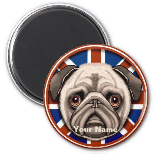 England Pug custom name magnet
