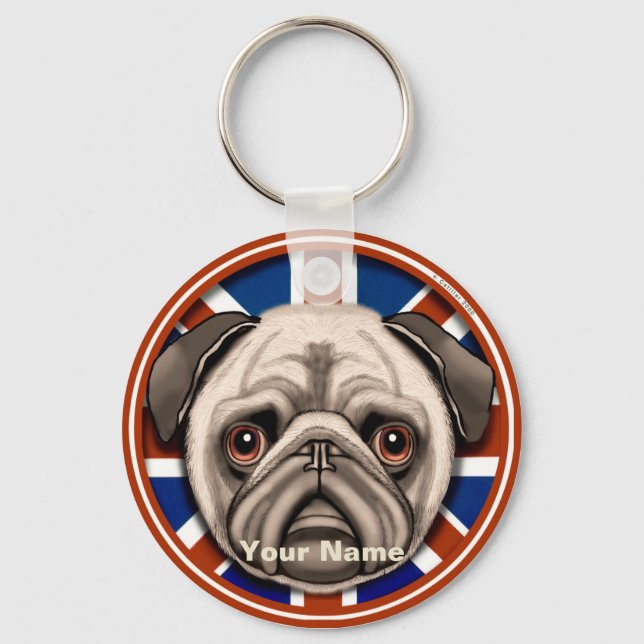 England Pug  Keychain (Front)