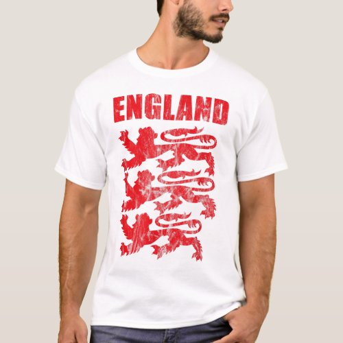 England Red Lion Outfit Gift Soccer Player Jersey  T_Shirt