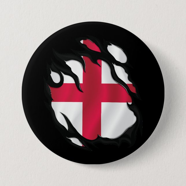 England Ripped Flag Button (Front)