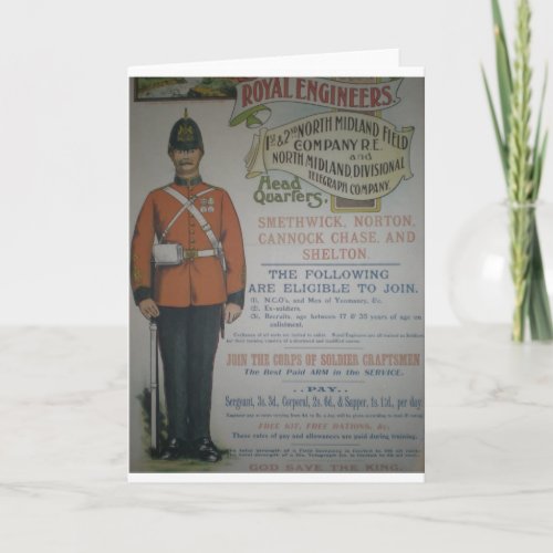 England Royal Engineers recruitment poster 1890 Card