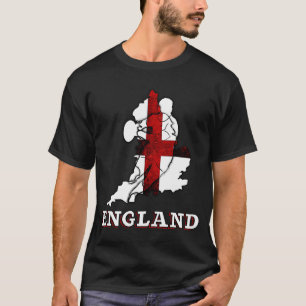 England Rugby English Flag and Rugby Player Silhou T-Shirt