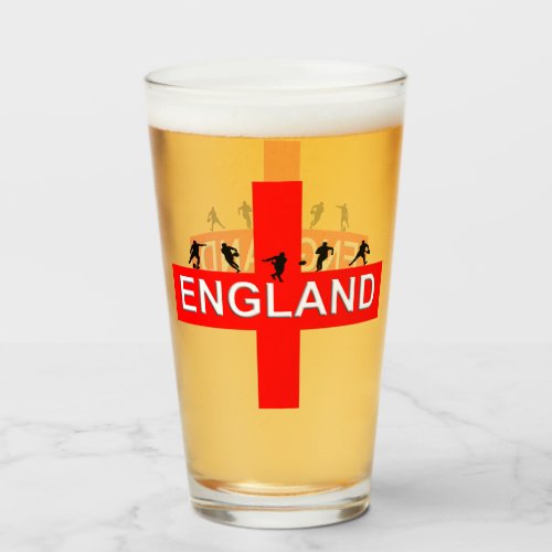 England Saint George Rugby Male Silhouettes Glass