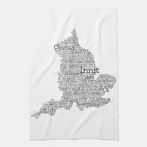 England Slang British Word Art Map Kitchen Towel
