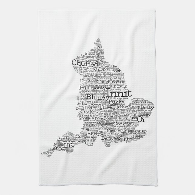 England Slang British Word Art Map Kitchen Towel (Vertical)