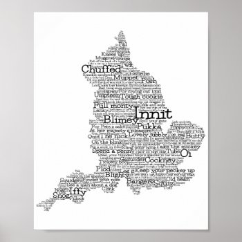 England Slang British Word Art Map Poster by LifeOfRileyDesign at Zazzle