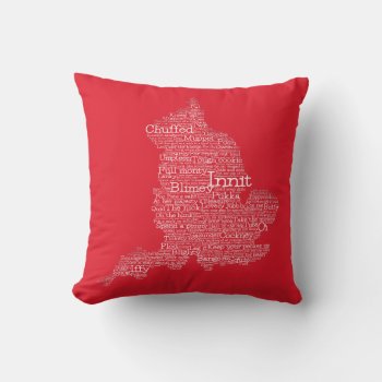 England Slang British Word Art Map Throw Pillow by LifeOfRileyDesign at Zazzle