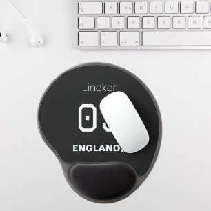 England Soccer Black White Custom Name Number Gel Mouse Pad