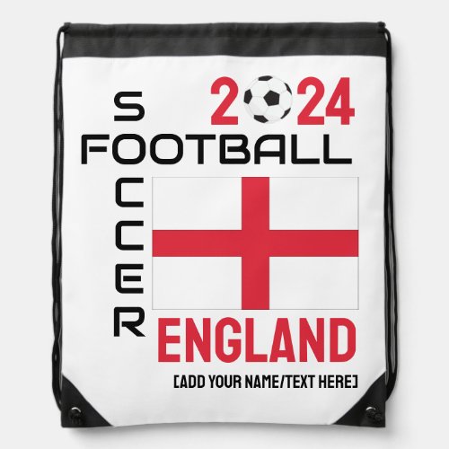 ENGLAND Soccer Football Custom Name 2024 ANY YEAR  Drawstring Bag