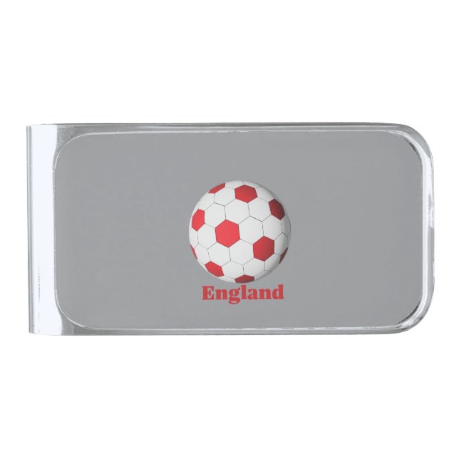 England Soccer Silver Finish Money Clip (Front)