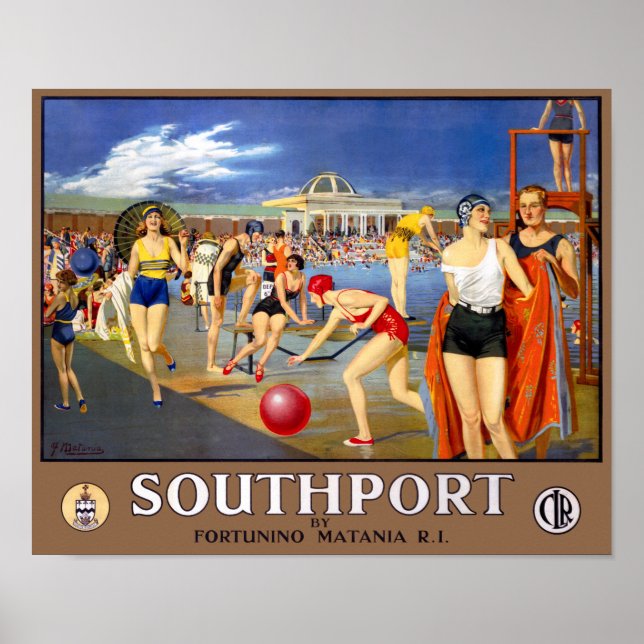 England Southport Restored Vintage Travel Poster (Front)
